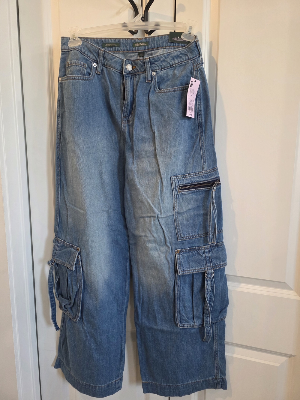 wild fable Light Blue Wide-Leg Cargo Jeans